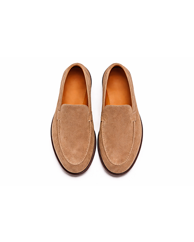 Men’s Beige Suede Plain Loafers