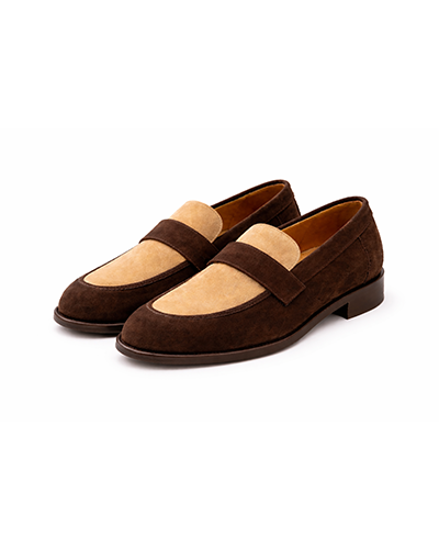 Men’s Two-Tone Suede Penny Loafers
