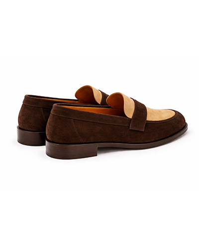 Men’s Two-Tone Suede Penny Loafers