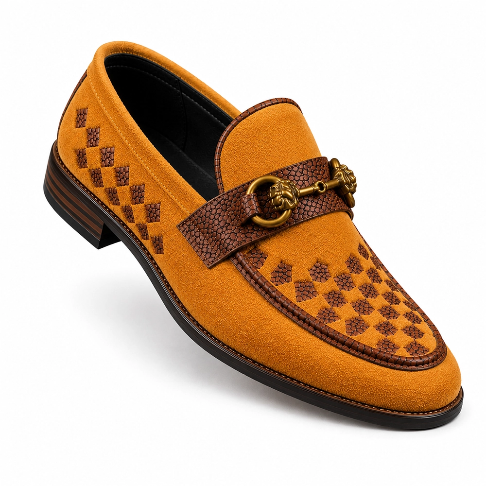 Premium Mustard Suede Leather Horsebit Loafers for Men