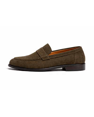 Men’s Olive Suede Penny Loafers