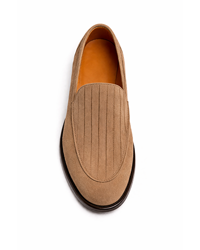 Men’s Beige Suede Textured Loafers