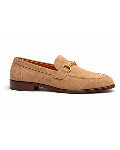 Men’s Beige Suede Horsebit Loafers