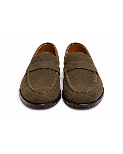 Men’s Olive Suede Penny Loafers