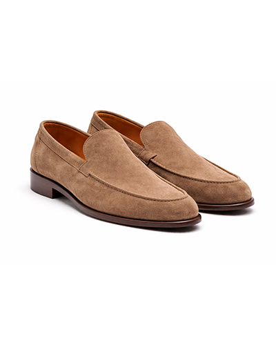 Men’s Beige Suede Plain Loafers
